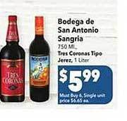 Vallarta Supermarkets Bodega de san antonio sangria offer