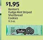 Aldi Benton's fudge mint striped shortbread cookies offer