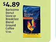 Aldi Barissimo donut store or breakfast blend ground coffee offer