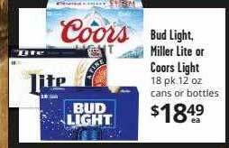 Brookshire Brothers Bud light, miller lite or coors light offer