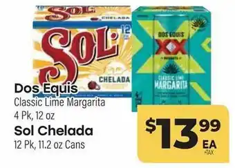 Dos equis classic lime margarita or sol chelada