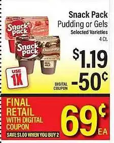 Snack pack pudding or gels