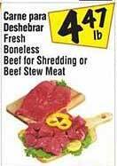 El Super Fresh boneless beef for shredding or beef stew meat offer