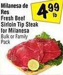 Fiesta Mart Milanesa de res fresh beef sirloin tip steak for milanesa offer