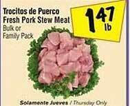 Fiesta Mart Trocitos de puerco fresh pork stew meat offer