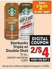 Lucky Supermarkets Starbucks triple or double shot offer