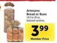 Safeway Artesano bread or buns offer