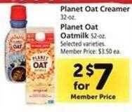 Safeway Planet oat oatmilk offer