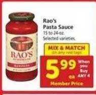 Safeway Rao's pasta sauce offer