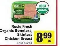 Lucky Supermarkets Rosie fresh organic boneless, skinless chicken breast offer