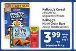 Safeway Kellogg's cereal kellogg's nutri grain bars offer