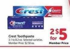 Safeway Crest toothpaste offer