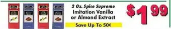 Spice supreme imitation vanilla or almond extract