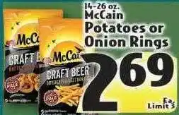 Mccain potatoes or onion rings