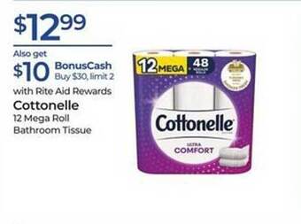 Rite Aid Cottonelle 12 mega roll bathroom tissue offer