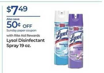 Rite Aid Lysol disinfectant spray offer