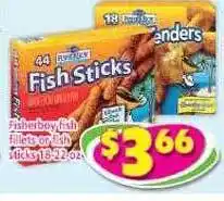 Savers Cost Plus Fisherboy fish fillets or fish sticks offer