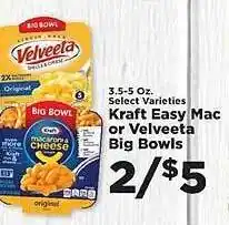 IGA Kraft easy mac or velveeta big bowls offer