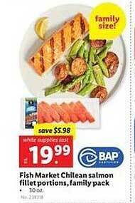 Lidl Fish market chilean salmon fillet portions, family pack offer