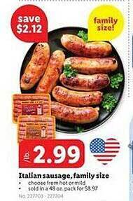 Lidl Italian sausage, family size offer