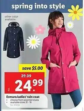 Lidl Esmara ladies' rain coat offer