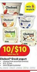 Lidl Chobani greek yogurt offer