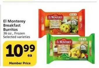 Vons El monterey breakfast burritos frozen selected varieties offer