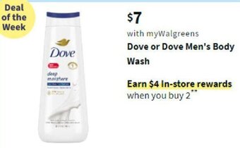 Walgreens Dove or Dove Men's Body Wash offer
