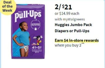 Walgreens Huggies Jumbo Pack Diapers or Pull-Ups offer