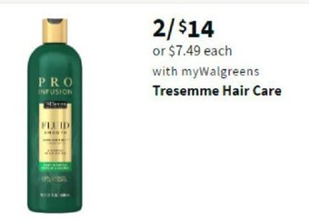 Walgreens Tresemme Hair Care offer