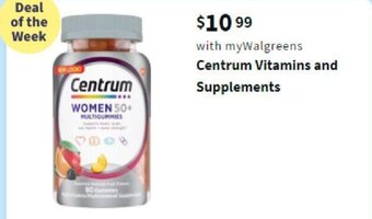 Walgreens Centrum Vitamins and Supplements offer