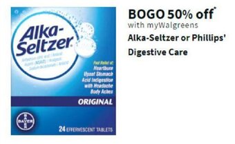 Walgreens Alka-Seltzer or Phillips' Digestive Care offer