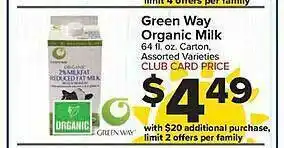 Foodtown supermarkets Green way organic milk offer