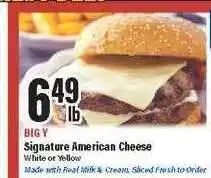 Big Y Signature american cheese offer