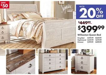Big Lots Willowton queen bed offer