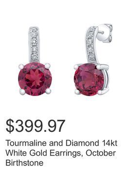 Costco Tourmaline and diamond 14kt white gold earrings, october birthstone offer