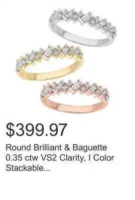 Costco Round brilliant & baguette 0.35 ctw vs2 clarity, i color stackable diamond band offer