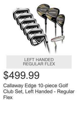 Costco Callaway edge 10-piece golf club set, left handed - regular flex offer