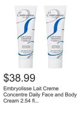 Costco Embryolisse lait creme concentre daily face and body cream 2.54 fl oz, 2-pack offer