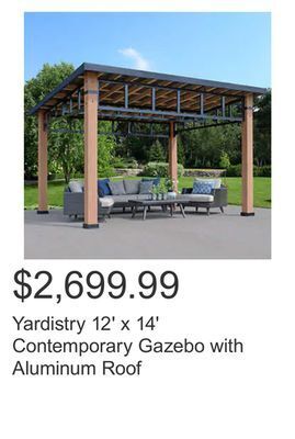 Costco Yardistry 12' x 14' contemporary gazebo with aluminum roof offer