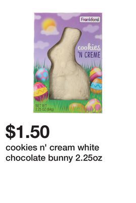 Five Below Cookies n' cream white chocolate bunny 2.25oz offer