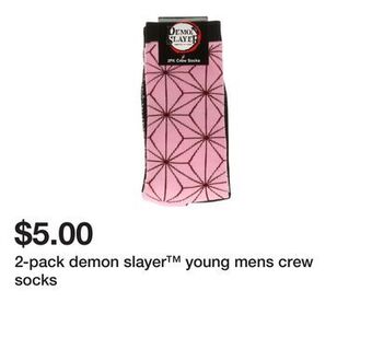 Five Below 2-pack demon slayer™ young mens crew socks offer