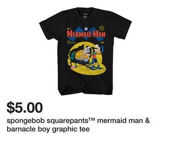 Five Below Spongebob squarepants™ mermaid man & barnacle boy graphic tee offer