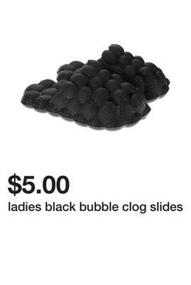 Five Below Ladies black bubble clog slides offer
