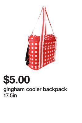 Five Below Gingham cooler backpack 17.5in offer