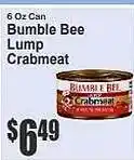 Food Universe Bumble bee lump crabmeat offer