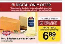 Safeway Dietz & watson american cheese offer