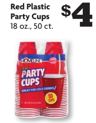 Family Dollar Red plastic party cups offer