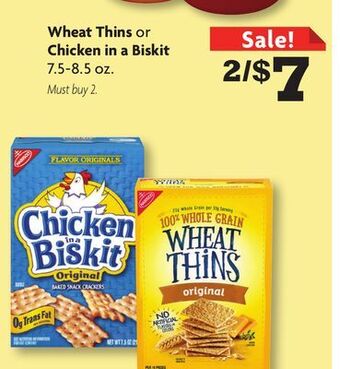 Family Dollar Wheat thins or chicken in a biskit offer