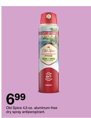 Target Old spice 4.3-oz. aluminum-free dry spray antiperspirant offer